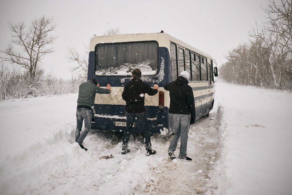 No men's land between DPR and Ukraine. February 2020